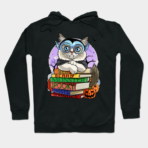 Ragdoll Cat Vampire Witch Pumpkin Halloween Hoodie by Noseking